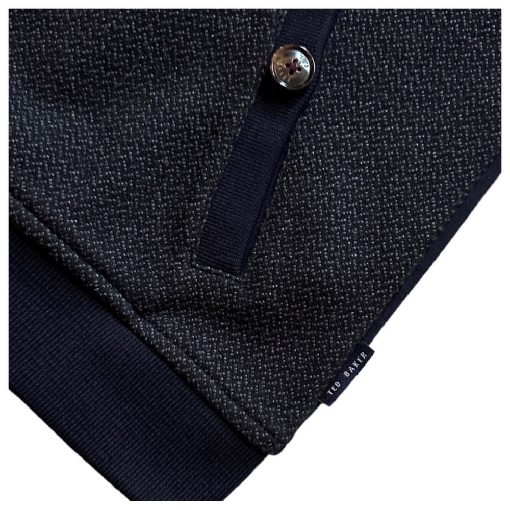 TED BAKER LONDON FULL ZIP MEN’S COTTON BOMBER STYLE KNITWEAR JACKET NAVY GRAY - Picture 7 of 12